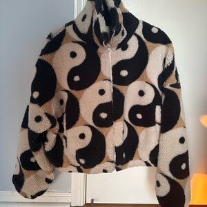 Urban Outfitters Black and Cream Fleece Jacket